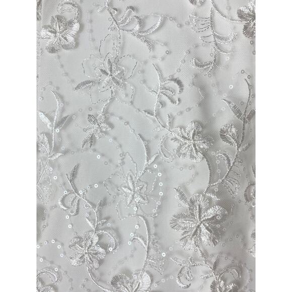 ADRIANNA PAPELL DRESS 4 COCKTAIL FLORAL SEQUIN LACE WHITE BRIDE EMBROIDERED - Picture 6 of 10